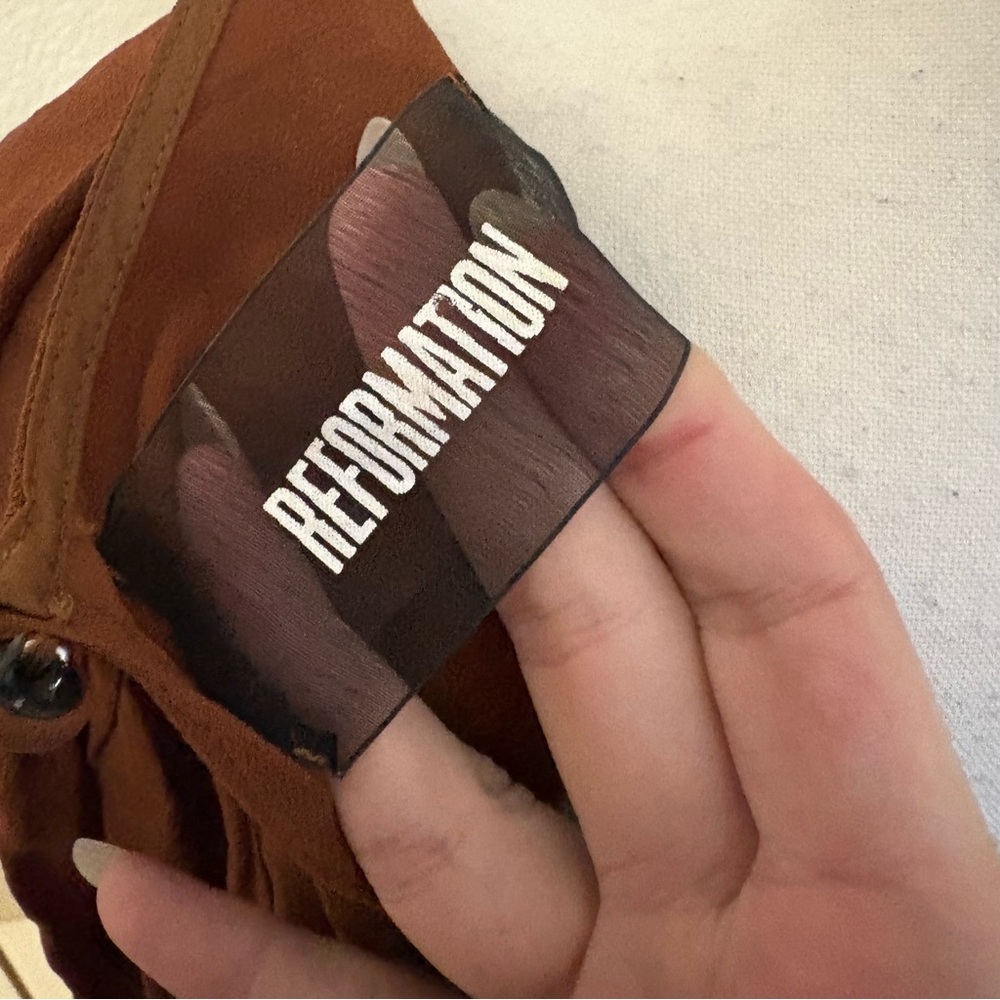 REFORMATION Brown Ruffle‎ Penny Bodysuit Size Medium - Picture 5 of 7